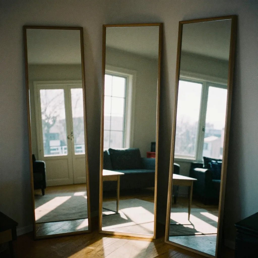 Light reflection diagram showing mirror angles